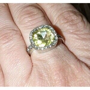 Torrid NWT Size 8 Silver Ring with Large Square Yellow Stone Trimmed Gems